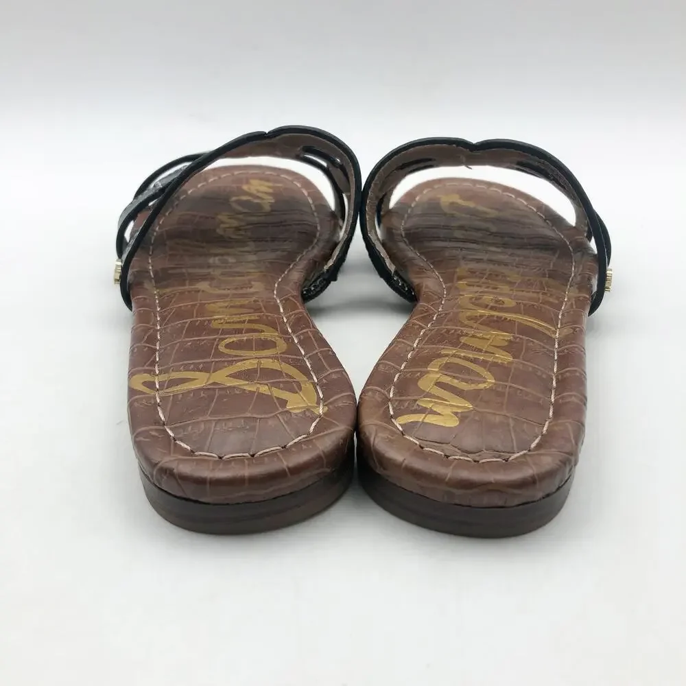 Sam Edelman Girls Bay Cut Out Slide Sandals US 13 M EU 31 Black Leather NIB